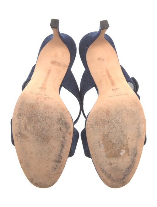 Manolo Blahnik Gable Denim Slides