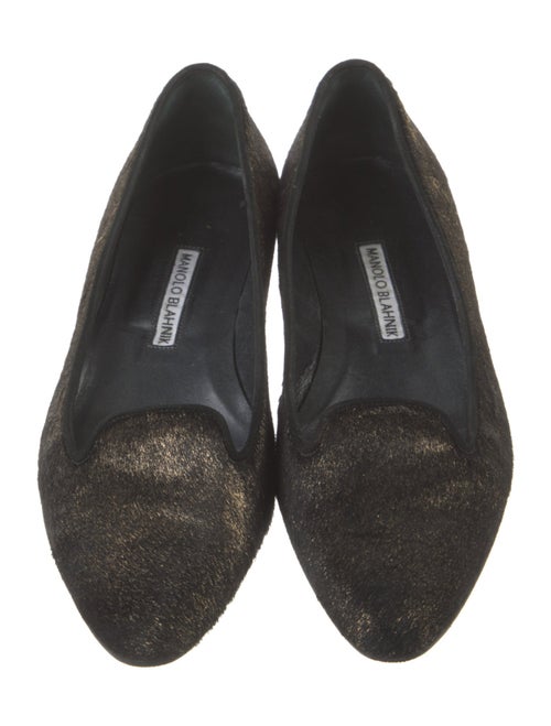 Manolo Blahnik Ponyhair Tweed Pattern Loafers