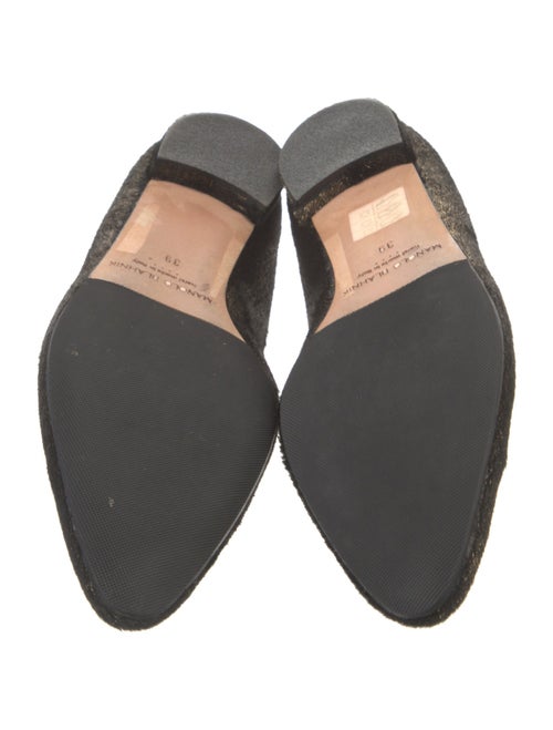 Manolo Blahnik Ponyhair Tweed Pattern Loafers