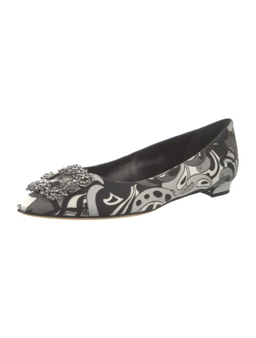Manolo Blahnik Satin Printed Flats