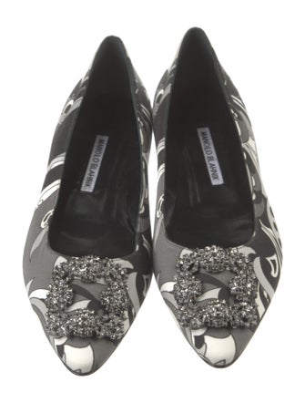 Manolo Blahnik Satin Printed Flats