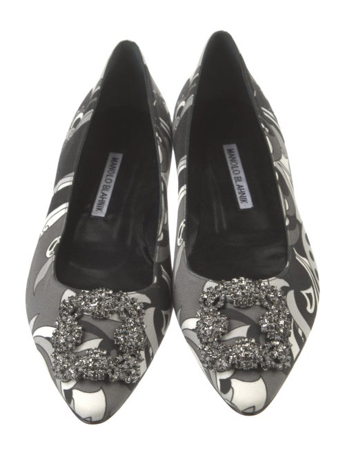Manolo Blahnik Satin Printed Flats