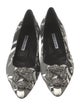 Manolo Blahnik Satin Printed Flats