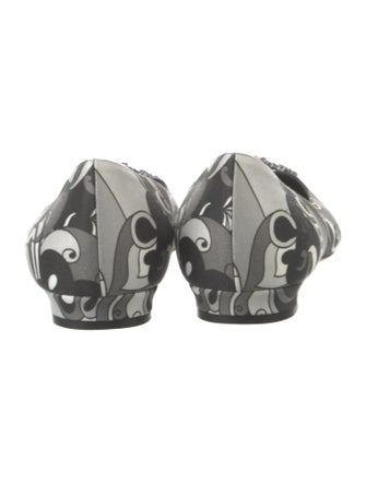 Manolo Blahnik Satin Printed Flats