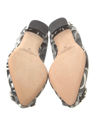 Manolo Blahnik Satin Printed Flats