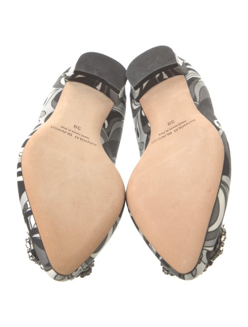 Manolo Blahnik Satin Printed Flats