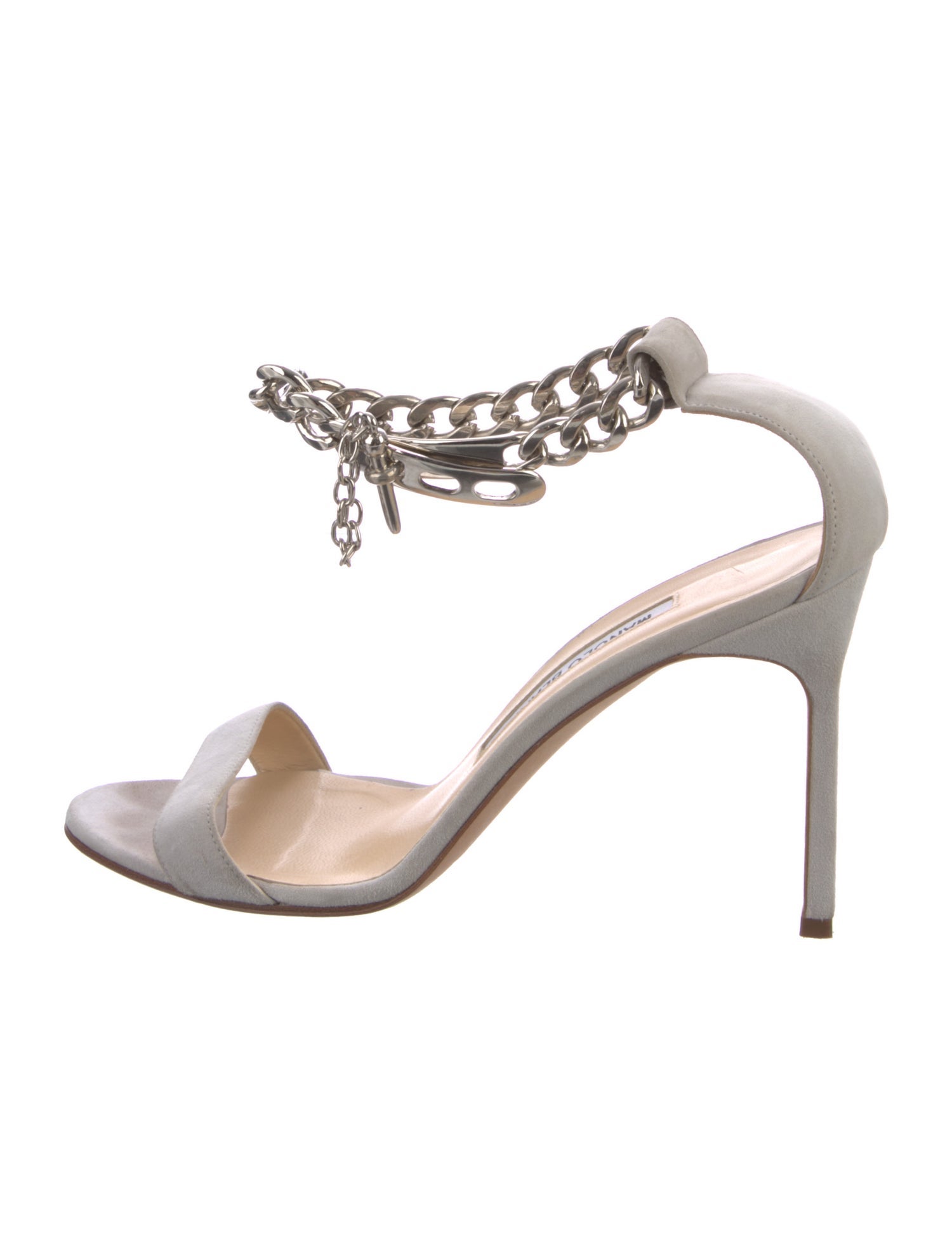 Manolo Blahnik Suede Chain-Link Accents Sandals