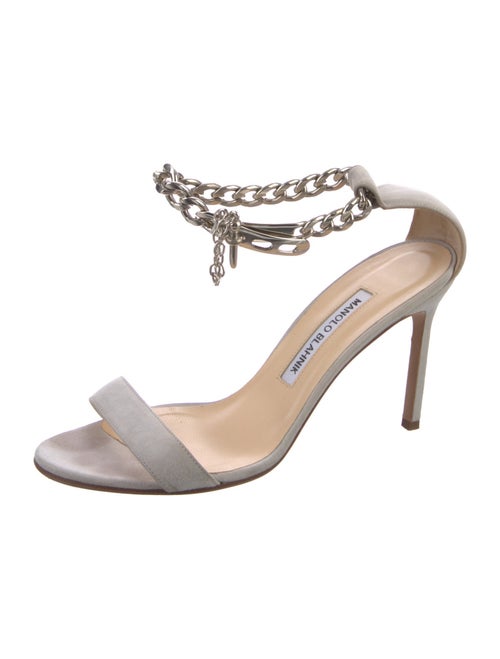 Manolo Blahnik Suede Chain-Link Accents Sandals