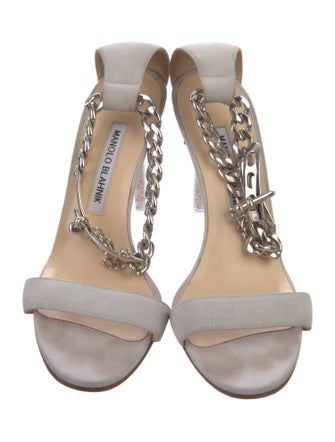 Manolo Blahnik Suede Chain-Link Accents Sandals
