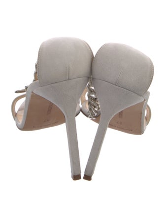 Manolo Blahnik Suede Chain-Link Accents Sandals