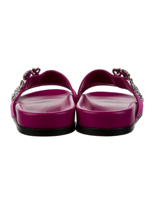Manolo Blahnik Satin Crystal Embellishments Slides