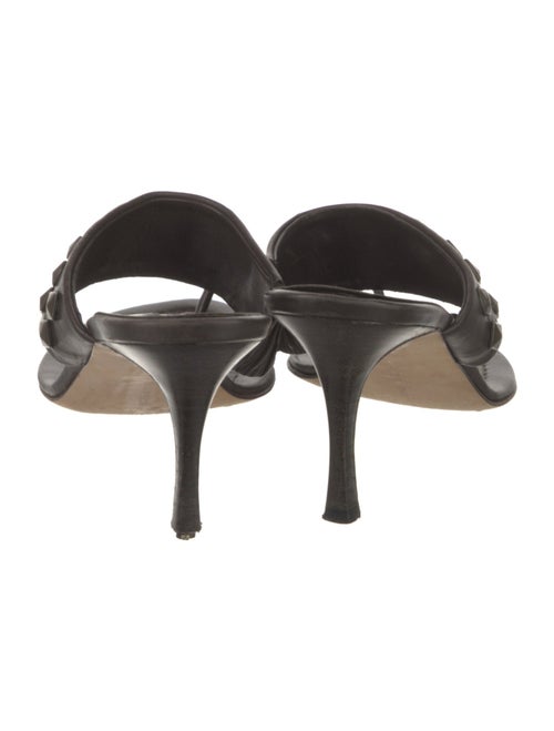 Manolo Blahnik Leather Studded Accents Slides