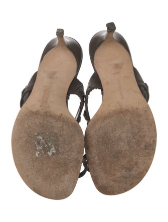 Manolo Blahnik Leather Studded Accents Slides