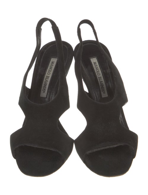 Manolo Blahnik Suede Cutout Accent Slingback Sandals