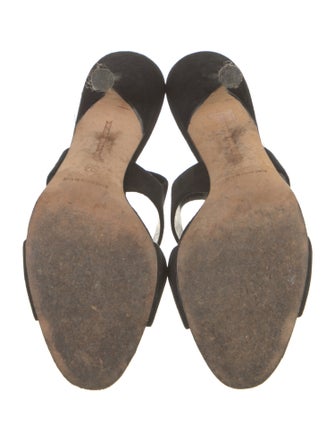 Manolo Blahnik Suede Cutout Accent Slingback Sandals