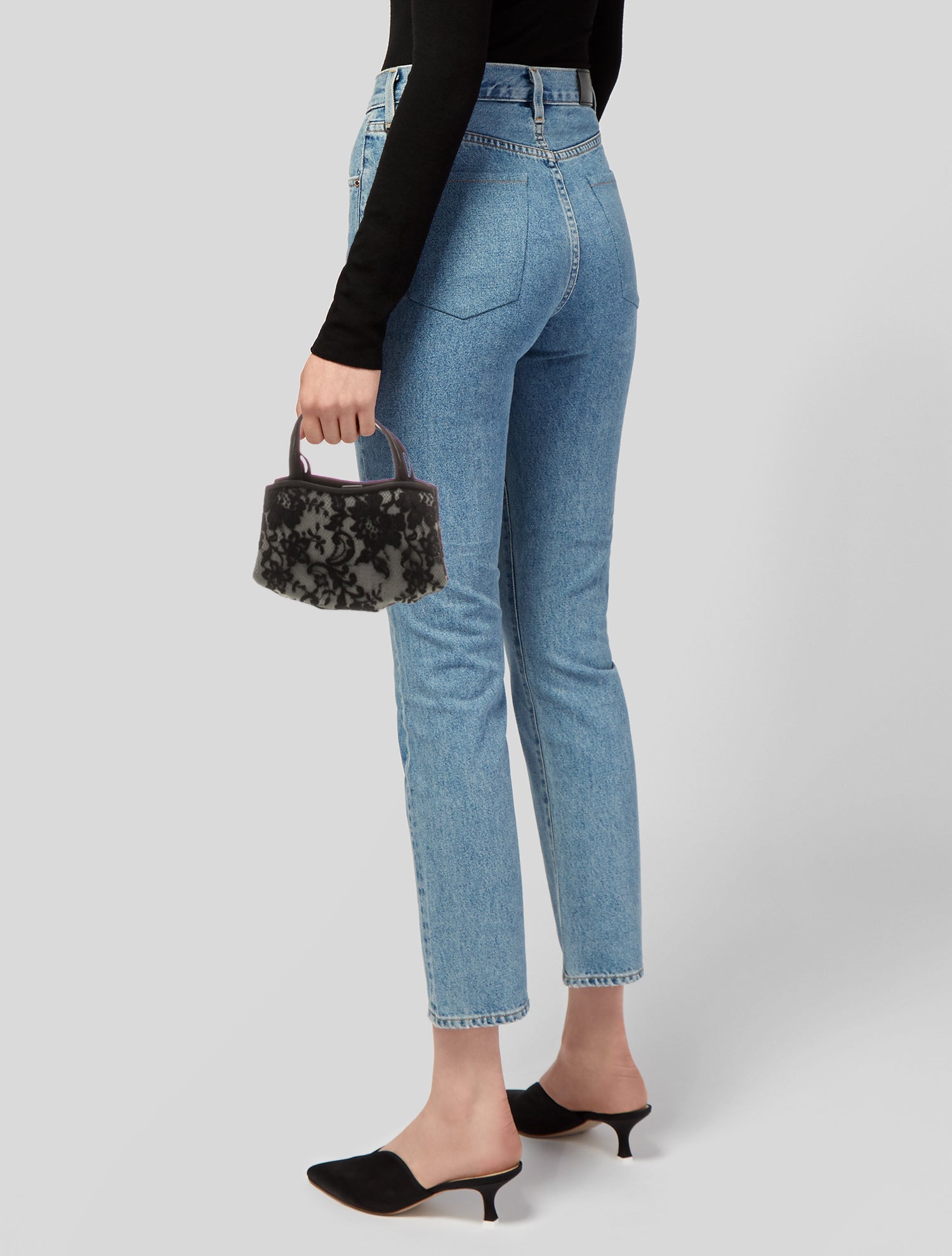 Manolo Blahnik Lace Top Handle Bag