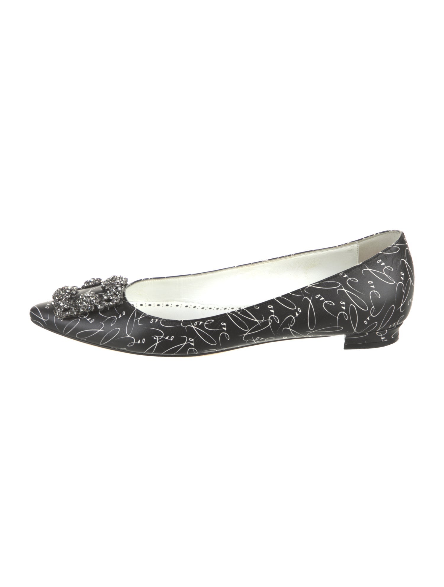 Manolo Blahnik Leather Printed Ballet Flats