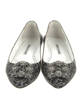 Manolo Blahnik Leather Printed Ballet Flats