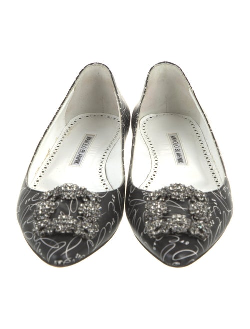 Manolo Blahnik Leather Printed Ballet Flats
