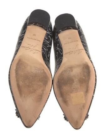 Manolo Blahnik Leather Printed Ballet Flats
