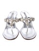 Manolo Blahnik Leather Crystal Embellishments Slides