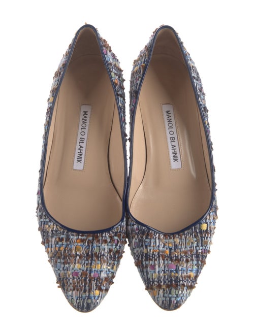 Manolo Blahnik Tweed Printed Flats