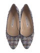 Manolo Blahnik Tweed Printed Flats