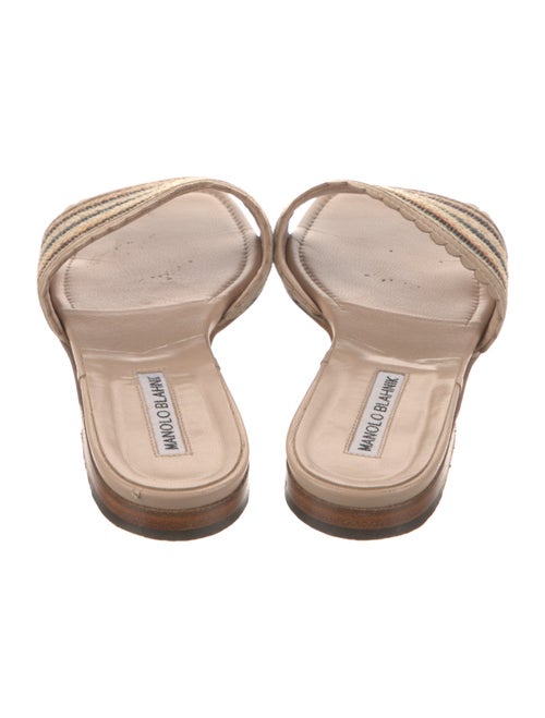 Manolo Blahnik Raffia Printed Slides