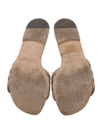 Manolo Blahnik Raffia Printed Slides