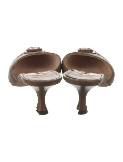 Manolo Blahnik Leather Colorblock Pattern Mules