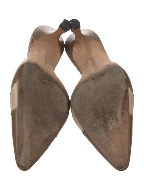 Manolo Blahnik Leather Colorblock Pattern Mules