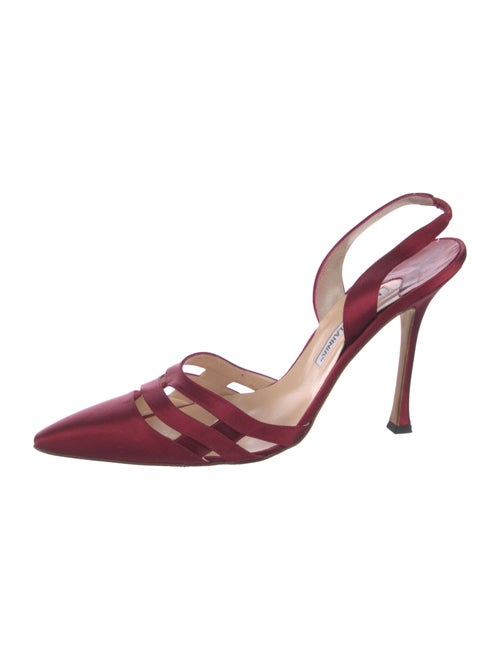 Manolo Blahnik Satin Cutout Accent Slingback Pumps