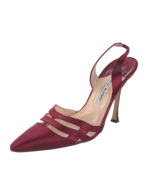 Manolo Blahnik Satin Cutout Accent Slingback Pumps