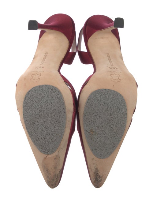 Manolo Blahnik Satin Cutout Accent Slingback Pumps
