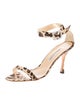 Manolo Blahnik Animal Print Crystal Embellishments Sandals