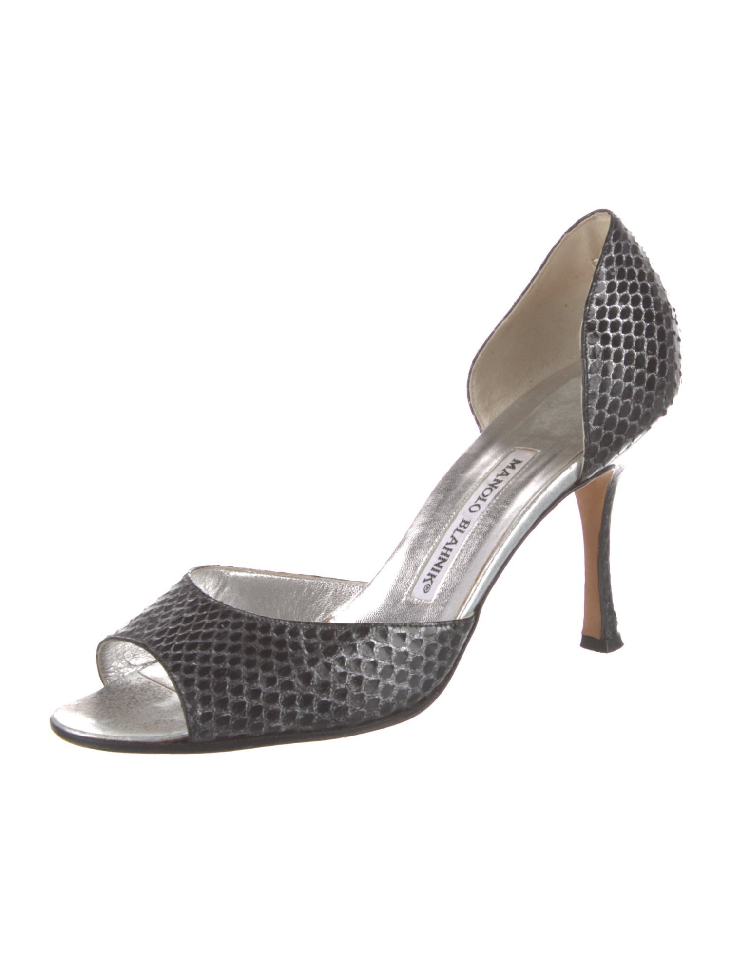 Manolo Blahnik Snakeskin Animal Print D'Orsay Pumps