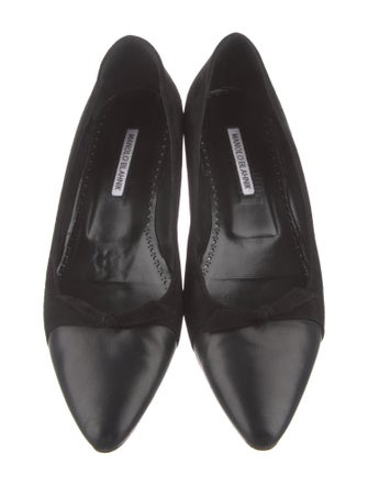 Manolo Blahnik Suede Crystal Embellishments Flats