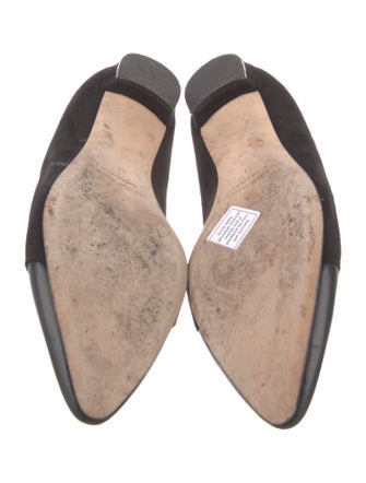 Manolo Blahnik Suede Crystal Embellishments Flats