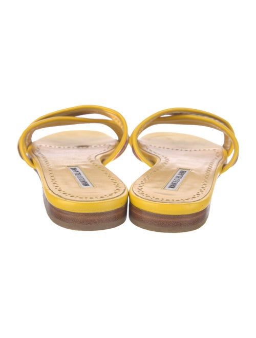 Manolo Blahnik Leather Animal Print Slides