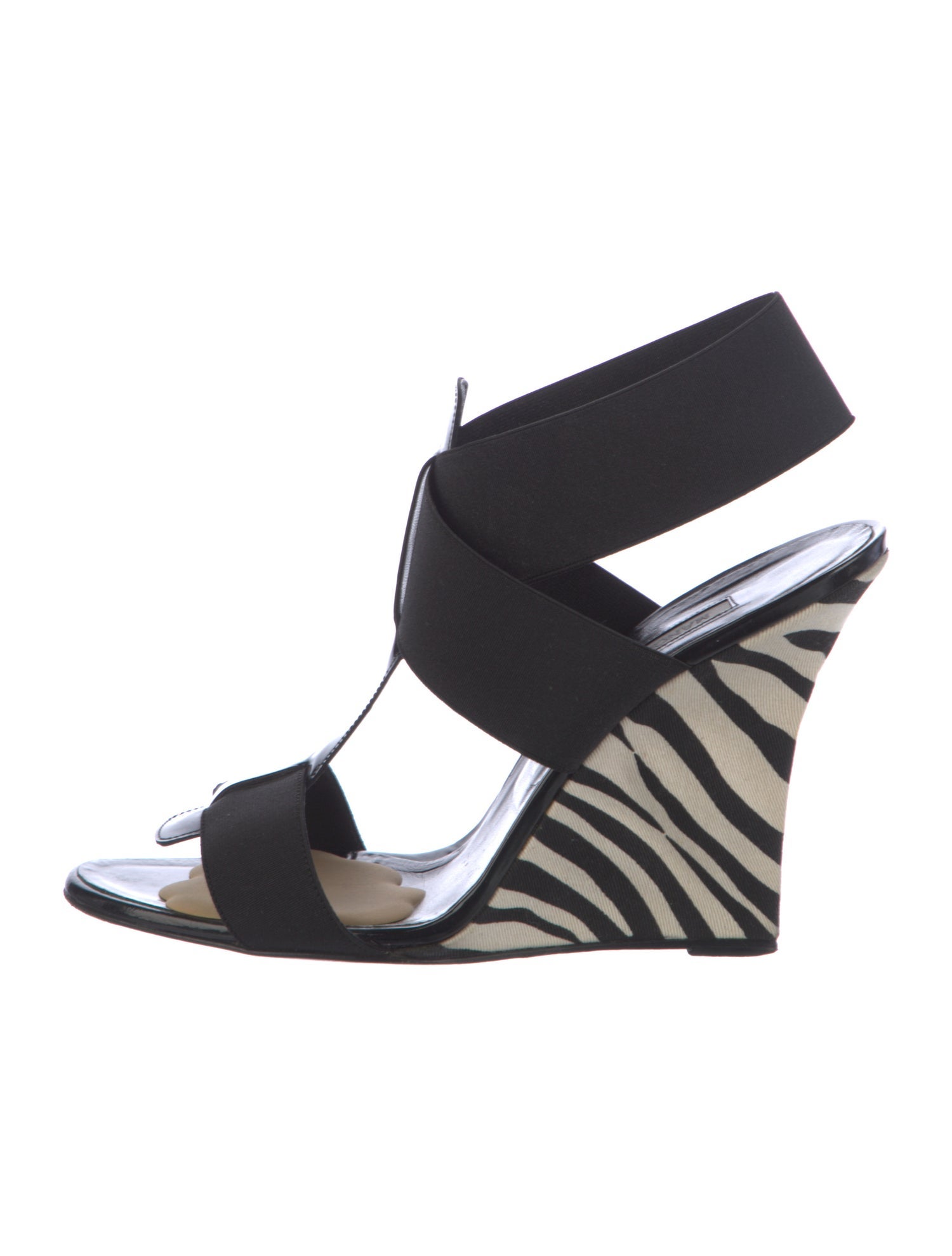 Manolo Blahnik Canvas T-Strap Sandals