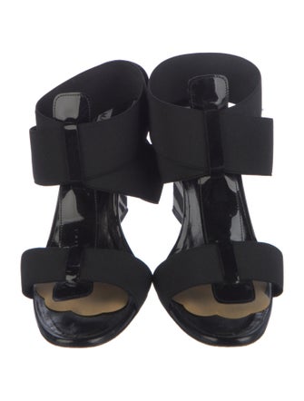 Manolo Blahnik Canvas T-Strap Sandals