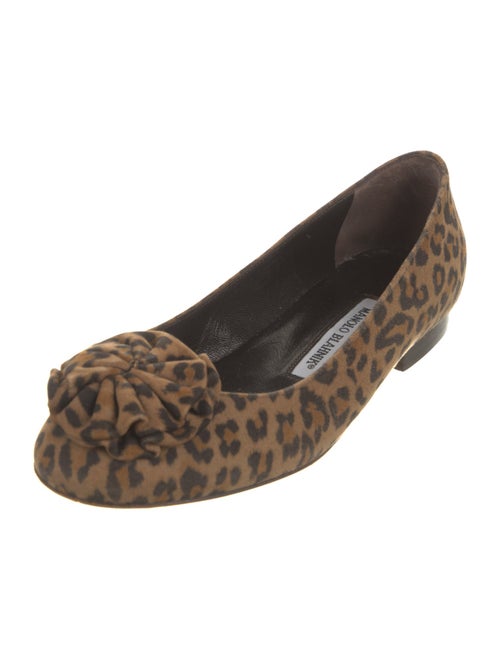 Manolo Blahnik Suede Animal Print Flats