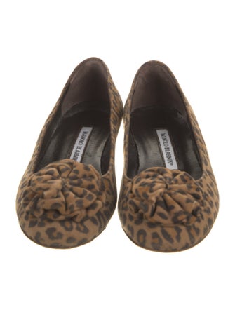 Manolo Blahnik Suede Animal Print Flats