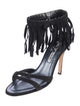 Manolo Blahnik Suede Fringe Trim Accent Sandals