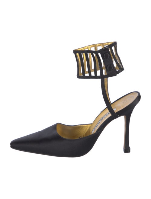 Manolo Blahnik Satin Cutout Accent Pumps