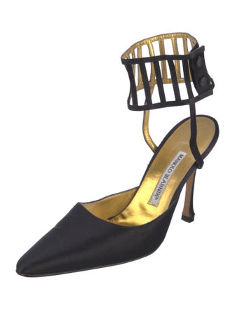 Manolo Blahnik Satin Cutout Accent Pumps