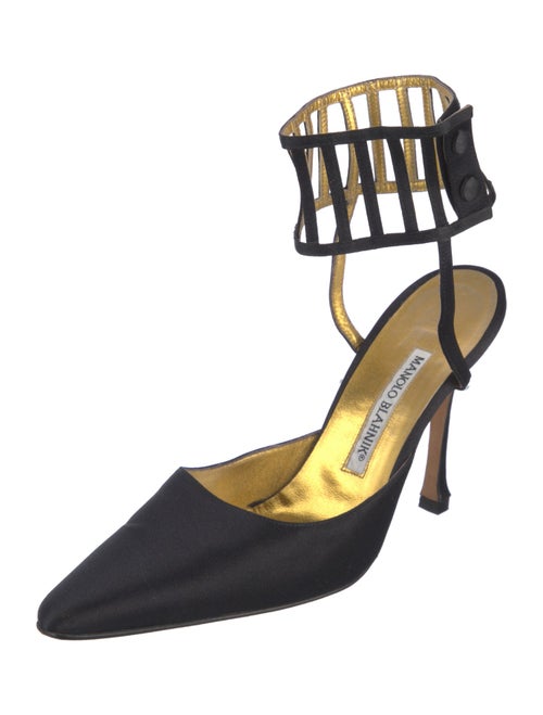 Manolo Blahnik Satin Cutout Accent Pumps