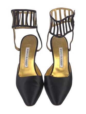 Manolo Blahnik Satin Cutout Accent Pumps