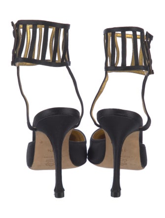 Manolo Blahnik Satin Cutout Accent Pumps