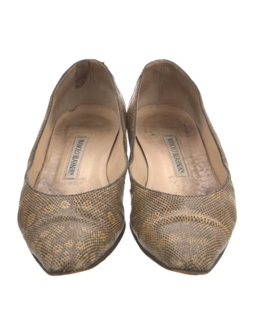 Manolo Blahnik Leather Animal Print Flats